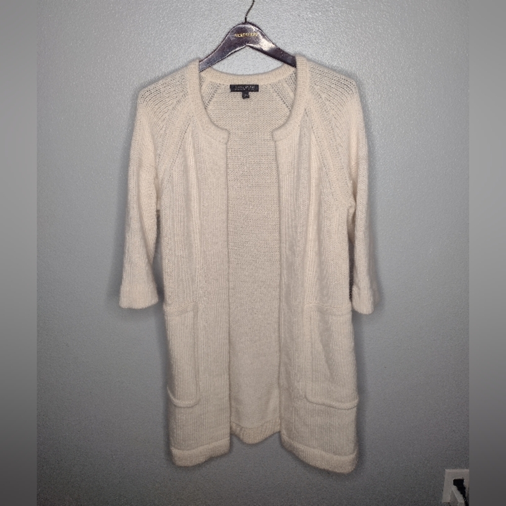 Banana Republic Womens Drama Coat Sweater Small Ivory Old Money Pockets X